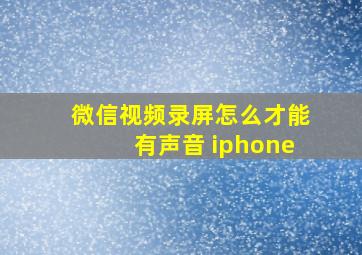 微信视频录屏怎么才能有声音 iphone